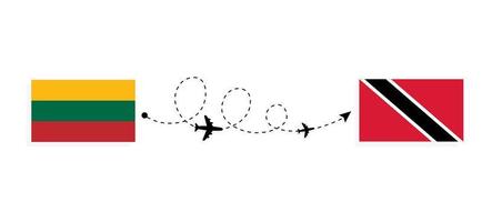 flug und reise von litauen nach trinidad und tobago mit dem passagierflugzeug-reisekonzept vektor