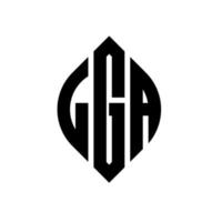 LGA-Kreisbuchstaben-Logo-Design mit Kreis- und Ellipsenform. lga ellipsenbuchstaben mit typografischem stil. Die drei Initialen bilden ein Kreislogo. LGA-Kreis-Emblem abstrakter Monogramm-Buchstaben-Markenvektor. vektor