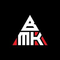 bmk-Dreieck-Buchstaben-Logo-Design mit Dreiecksform. Bmk-Dreieck-Logo-Design-Monogramm. Bmk-Dreieck-Vektor-Logo-Vorlage mit roter Farbe. bmk dreieckiges Logo einfaches, elegantes und luxuriöses Logo. vektor