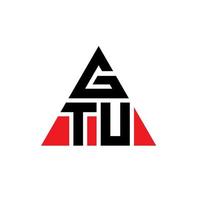 gtu triangel bokstavslogotypdesign med triangelform. gtu triangel logotyp design monogram. gtu triangel vektor logotyp mall med röd färg. gtu triangulär logotyp enkel, elegant och lyxig logotyp.