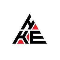 hke triangel bokstavslogotypdesign med triangelform. hke triangel logotyp design monogram. hke triangel vektor logotyp mall med röd färg. hke triangulära logotyp enkel, elegant och lyxig logotyp.