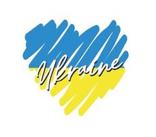 ukraine-flagge färbt herzform und sorgfalt mit flacher vektorillustration des ukraine-designs. vektor