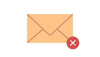 Ablehnungszeichen auf E-Mail-Symbol und E-Mail-Unleseblock einfaches Konzept flache Vektorgrafiken. vektor