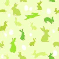 påsk vår gröna mönster med söt kanin och ägg. handritade platta kaniner. vektor illustration