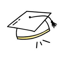Der Hut des Absolventen ist ein Clipart-Doodle. Vektorillustration im Linienstil. vektor