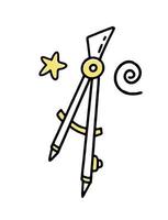 kompass clipart doodle. vektor illustration i linje stil.