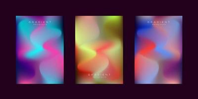 uppsättning abstrakt gradient bakgrund. med kurviga regnbågsfärger. trendig gradient vektorillustration för dekorativ tapetdesign vektor