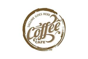 retro vintage runder kaffeebuchstabe typ wort schriftart beschriftung typografie kalligrafie für café logo design vektor