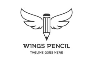 penna konst media med ängel fågel vingar för utbildning logotyp design vektor