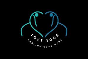 Zwilling zwei menschliche Frau Herz Liebe Yoga Fitnessstudio Wellness Logo Design Vektor