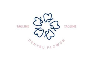 tand tänder och blomma tandläkare tandvård dental logotyp design vektor