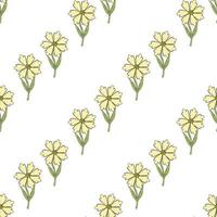 seamless mönster med enkla gula blommor på vit bakgrund. vektor bild.