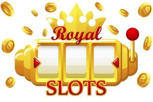 royal gold spelautomat, jackpot bonusmynt med krona för ui-spel. explosion av mynt vektor