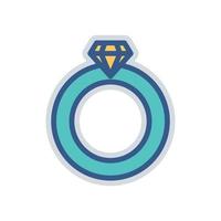 Edelstein-Ring-Symbol. Symbol im Zusammenhang mit Hochzeit. farbiger Symbolstil. geeignet für Aufkleber. einfaches Design editierbar vektor