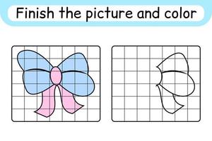 Vervollständigen Sie den Bildbogen. Kopieren Sie das Bild und die Farbe. beende das Bild. Malbuch. pädagogisches Zeichenübungsspiel für Kinder vektor