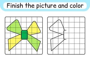 Vervollständigen Sie den Bildbogen. Kopieren Sie das Bild und die Farbe. beende das Bild. Malbuch. pädagogisches Zeichenübungsspiel für Kinder vektor