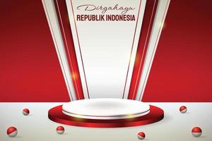 podium display 3d rött och vitt för Indonesiens självständighetsdag 17 augusti vektor