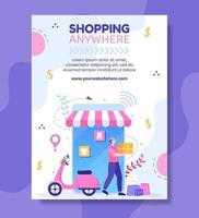 online shopping affisch mall platt tecknad bakgrund vektorillustration vektor
