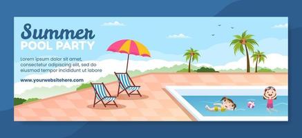 Sommer-Pool-Party-Cover-Vorlage Cartoon-Hintergrund-Vektor-Illustration vektor