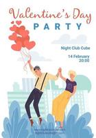 flache zeichentrickfiguren verliebt, valentinstag party flyer vektorillustration vektor