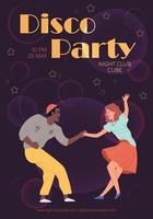 flache zeichentrickfiguren tanzen nachtclub-flyer, vektorillustration