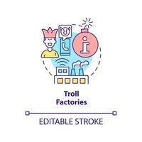 Symbol für das Konzept der Trollfabriken. Meinung beeinflussen. informationskrieg über das internet abstrakte idee dünne linie illustration. isolierte Umrisszeichnung. editierbarer Strich. vektor