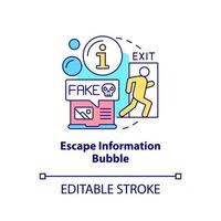 Symbol für das Konzept der Informationsblase zu entkommen. alternative Quelle. Bekämpfung von Fehlinformationen abstrakte Idee dünne Linie Illustration. isolierte Umrisszeichnung. editierbarer Strich. vektor