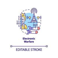 elektronisk krigföring koncept ikon. militära aktioner. delområde av information krigföring abstrakt idé tunn linje illustration. isolerade konturritning. redigerbar linje. vektor