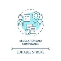 reglering och efterlevnad turkos konceptikon. affärsutmaning abstrakt idé tunn linje illustration. isolerade konturritning. redigerbar linje. vektor