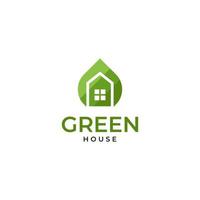 grünes Haus Logo Design Vektor Illustration isolierter Hintergrund