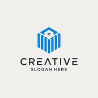 Cube-Home-Logo-Design-Vektor-Illustration isolierter Hintergrund vektor