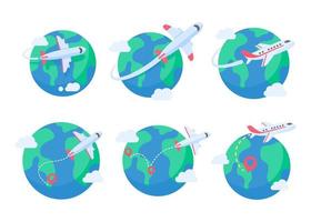 Passagierflugzeug fliegt auf der Weltkarte Urlaub Reiseideen