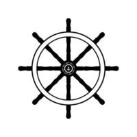 Schiffslenkrad-Silhouette. Schwarz-Weiß-Icon-Design-Element auf isoliertem weißem Hintergrund vektor