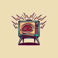 hjärntvätt TV retro illustration vektor