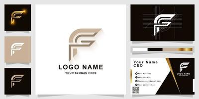 bokstaven f eller ff monogram logotyp mall med visitkort design vektor