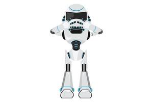 Business-Flachzeichnungsroboter, der den Mund mit den Händen bedeckt. Ausdruck der Angst, verängstigt im Schweigen, heimlich. humanoider Roboter kybernetischer Organismus. zukünftige Roboterentwicklung. Cartoon-Design-Vektor-Illustration vektor