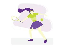 en ung kvinna som spelar tennis vektor