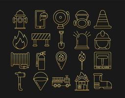guld brandman ikoner isolera på svart bakgrund vektor