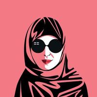 muslimsk tjej som bär logotyp solglasögon vektor