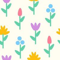Vektor Musterdesign mit bunten Blumen im flachen Stil.