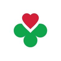 Herz und Klee-Symbol, Vektor-Logo-Konzept vektor