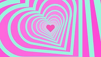 virvel hjärtformad tunnel. regnbågsretro tapet på psykedeliska 70-talets humör vektor