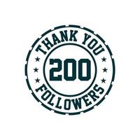 Danke 200 Follower-Feier, Grußkarte für Social-Media-Follower. vektor