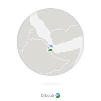 Karte von Dschibuti und Nationalflaggen im Kreis. vektor