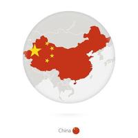 karta över Kina och nationalflaggan i en cirkel. vektor