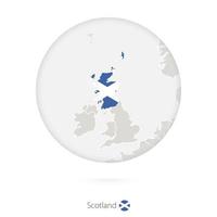 karta över Skottland och den nationella flaggan i en cirkel. vektor