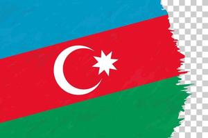 horizontale abstrakte Grunge gebürstete Flagge Aserbaidschans auf transparentem Gitter. vektor