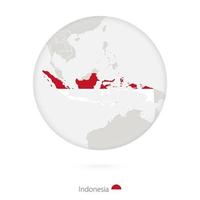 Karte von Indonesien und Nationalflaggen im Kreis. vektor