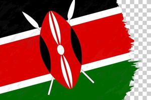 horisontell abstrakt grunge borstad flagga Kenya på transparent rutnät. vektor