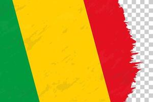 horizontale abstrakte grunge gebürstete flagge von mali auf transparentem gitter. vektor